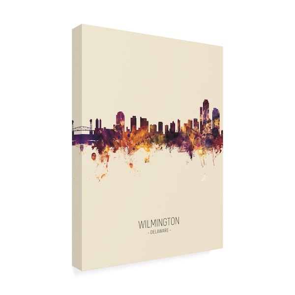 Michael Tompsett 'Wilmington Delaware Skyline Portrait III' Canvas Art,18x24